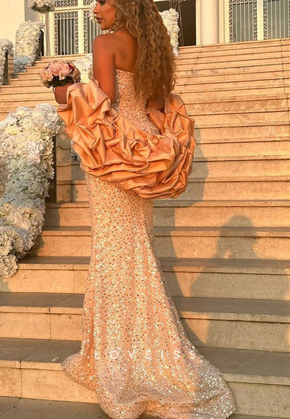 Sweetheart Sequins Embroidery Sparkly Mermaid Prom Dress
