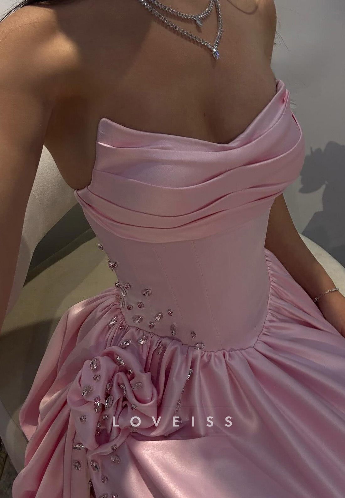 Sweetheart Beaded Pleated Sleeveless A-Line Prom Dress
