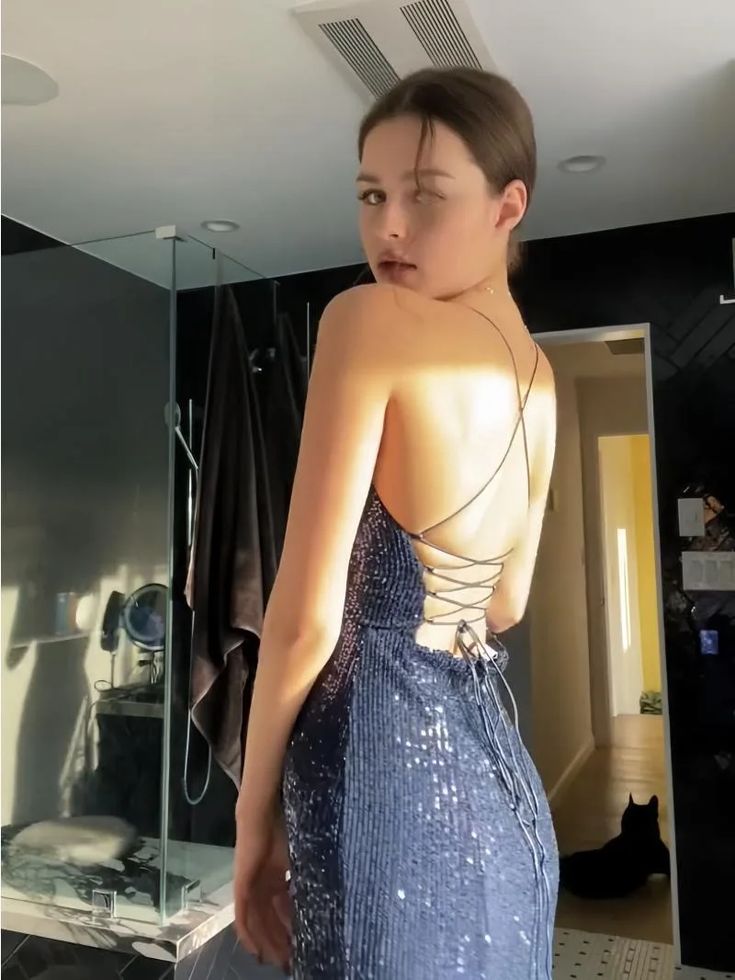 Gorgeous Shiny Sequin Sexy Backless Evening Prom Dress Party Long Tight Dress