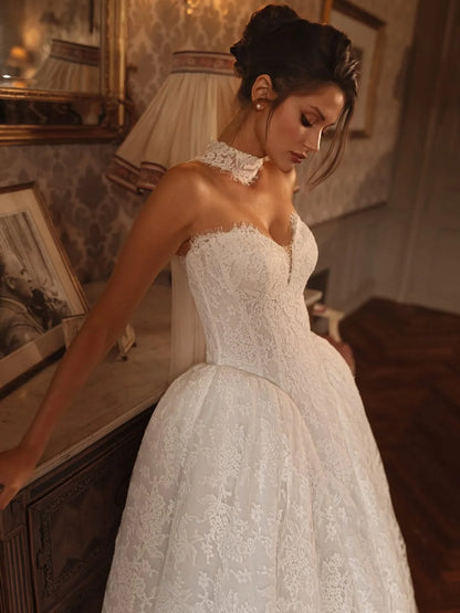 White Sleeveless Strapless Sweetheart A Line Long Wedding Dress