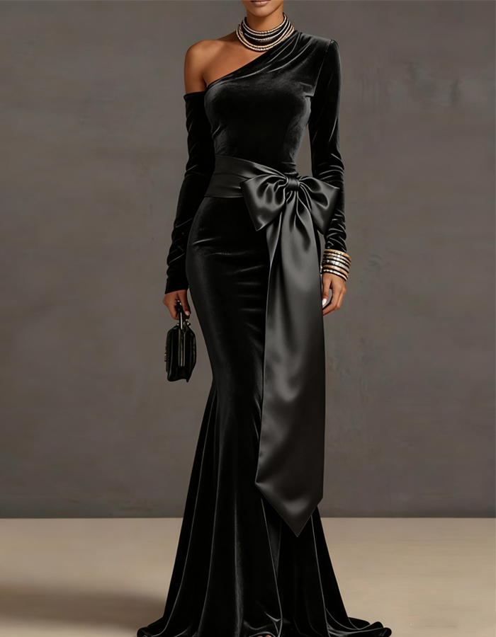 Black And Gold A-line V-neck Floral Print Maxi Dress