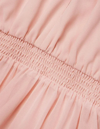 Blush Pink Halter Neck Pleated Dress