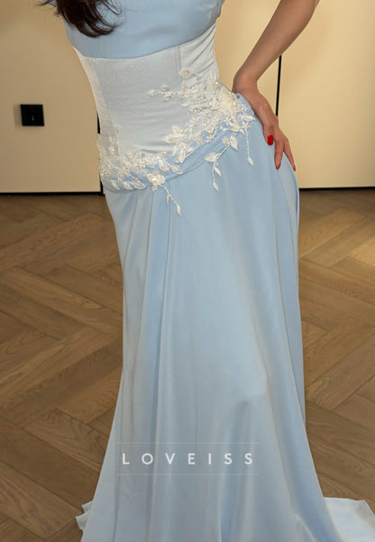 Scoop Appliques  Sheath Formal Dress