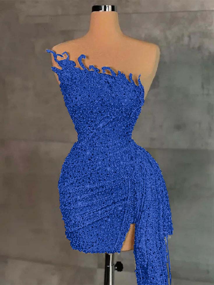 Lussooy Gorgeous High Neck Brown Chiffon Long Sleeves Short Prom Dress with Pleated