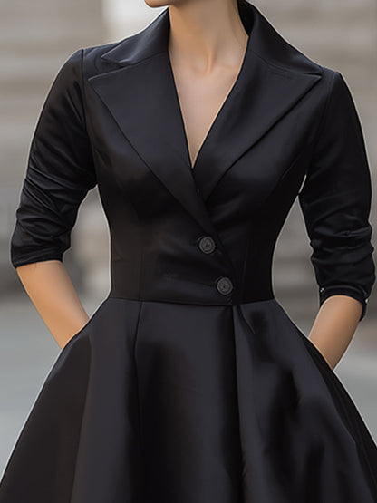 Elegant Satin Dress With Full Skirt