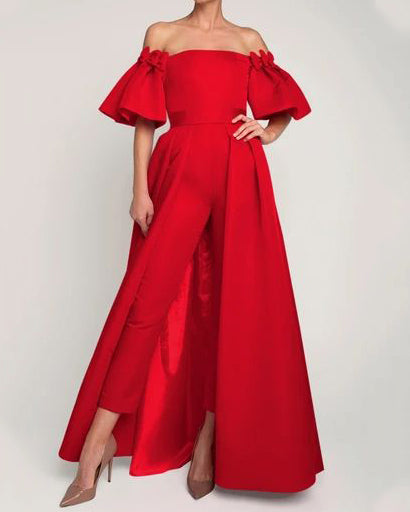 Big swing ruffled tube top jumpsuit - 01