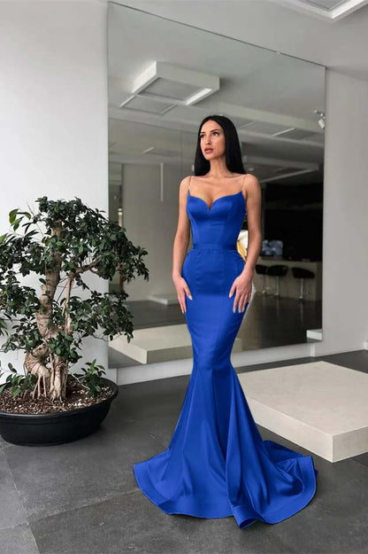 Lussooy Stunning Sleeveless Strapless Long Split Light Blue Prom Dress with Embroidery