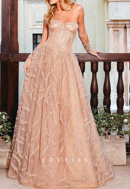 Sweetheart Beaded Embroidery Sparkly A-Line Prom Dress