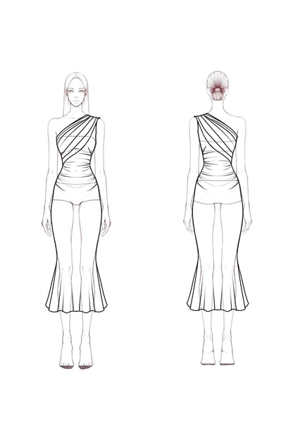 Wedding Guest Semi Formal Satin Dress Champagne One Shoulder Trumpet Mermaid Dress