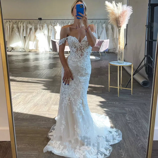 Gorgeous Lace Beach Wedding Dresses Mermaid Backless Sweetheart