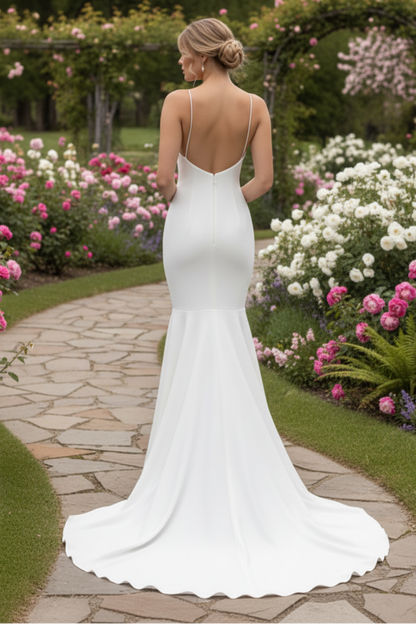 V-Neck Spaghetti Straps  Mermaid Wedding Dress