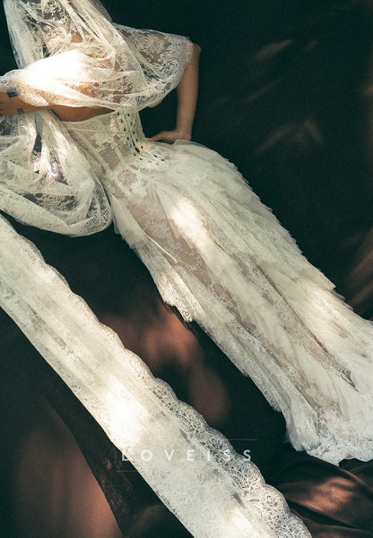 Sweetheart Ruffles Appliques A-Line Wedding Dress