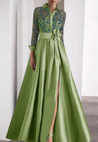 Embroidered A-Line Evening Gown Elegant Dress Formal Wedding Guest Dress