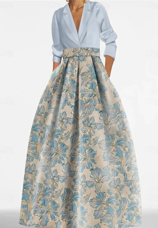 A-Line Evening Gown Elegant Dress Formal Floor Length Long Sleeve