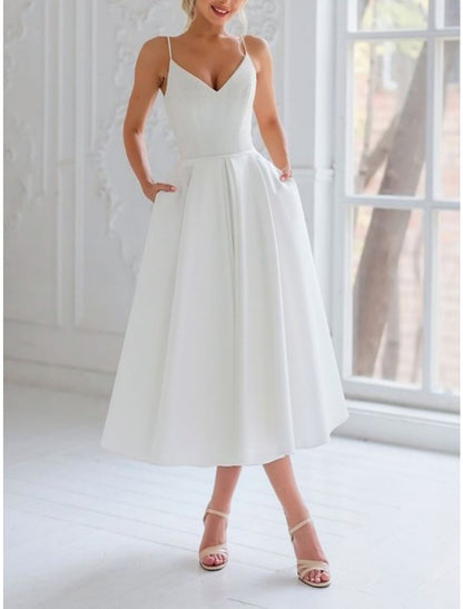 Simple Wedding Dresses Wedding Dresses Two Piece Off Shoulder Short Sleeve Sweep / Brush Train Satin Bridal Suits Bridal Gowns With Ruched