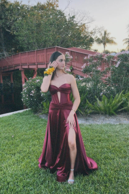 Sweetheart Royal Blue Keyhole A-lin Long Prom Dress