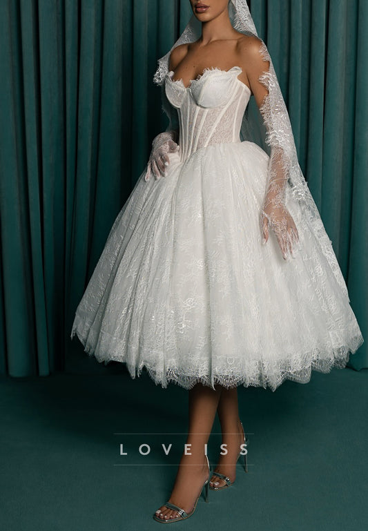 Sweetheart Lace Appliques Tulle A-Line Wedding Dress