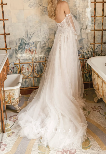 Sweetheart Strapless Appliques A-Line Wedding Dress