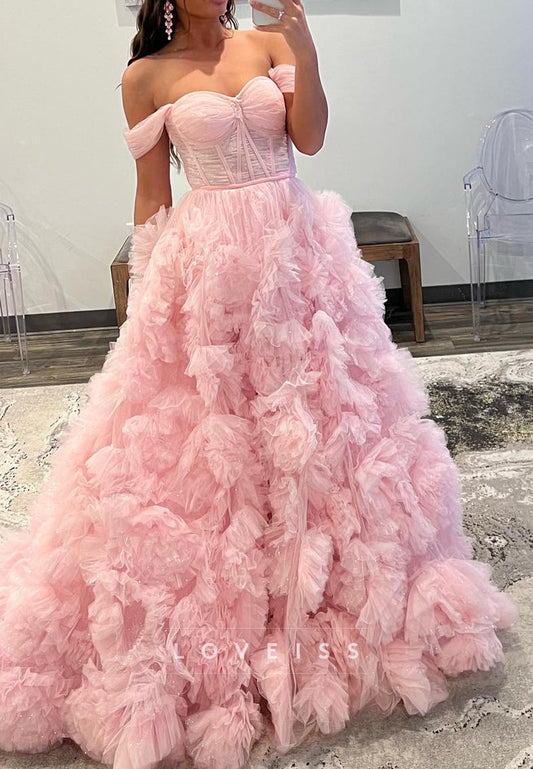 Sweetheart Sleeveless Tiered A-Line Ball Gown Prom Dress