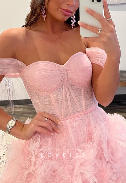 Sweetheart Sleeveless Tiered A-Line Ball Gown Prom Dress
