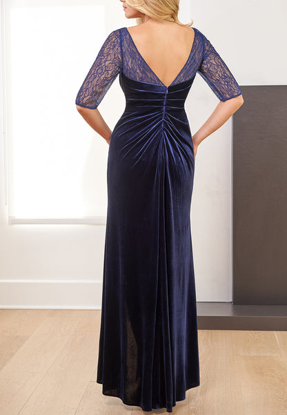 Sweetheart Half Sleeves Appliques Ruched Side Slit Mother of Bride Dress Cocktail Dress