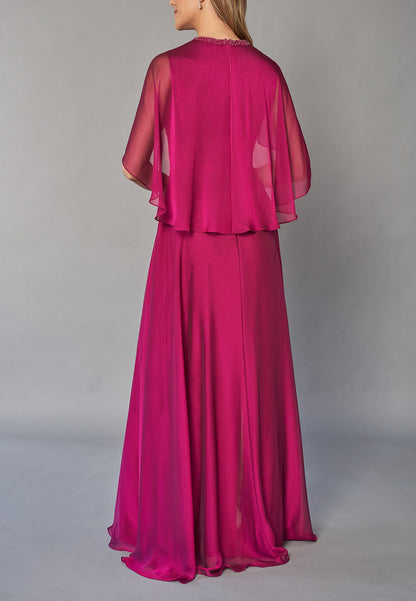 Halter Short Sleeves Chiffon Pleated A-Line Mother of Bride Dress Cocktail Dress