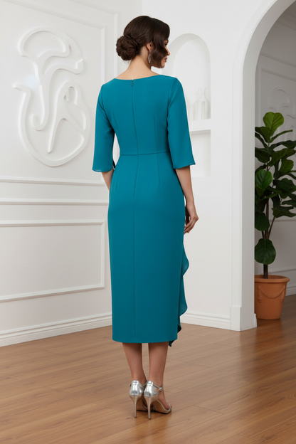 Mother of the Bride Dress with Embroidery & Cape Sleeves