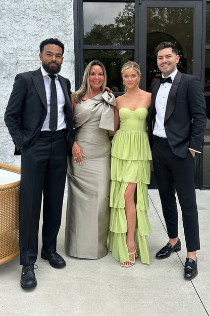 Princess A Line Sweetheart Green Long Party Dress with Ruffles