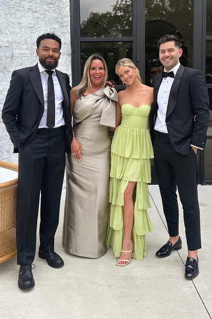 Princess A Line Sweetheart Green Long Party Dress with Ruffles