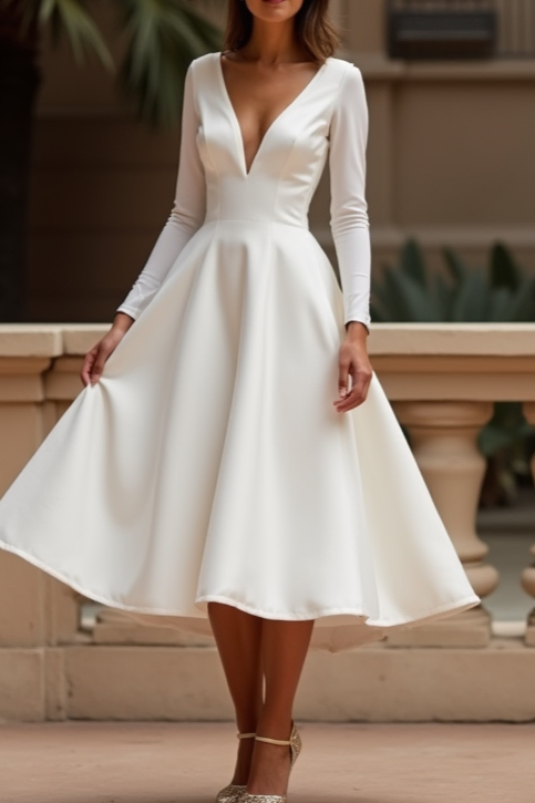 Stylish White Mini Short Wedding Dress with a High-Low