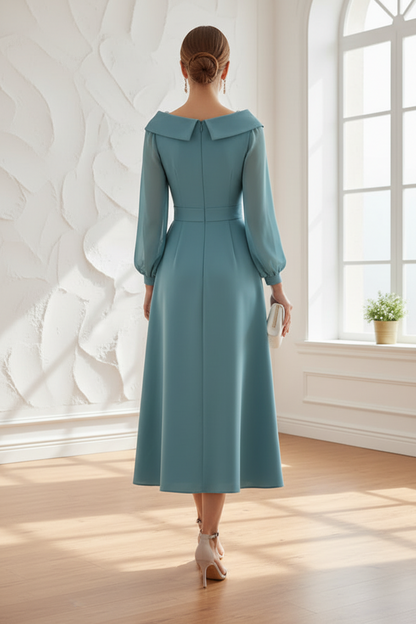 V-Neck Long Sleeves Sheath Mother of Bride Dress