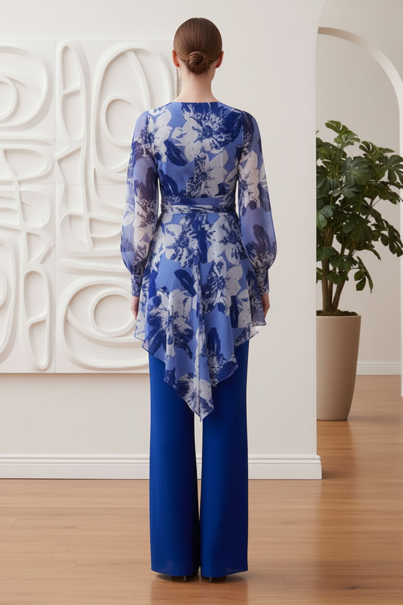 Two Pieces Pansuits Mother of Bride Printed Chiffon