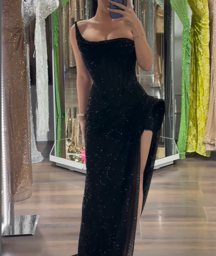 Asymmetrical Sleeveless Side Slit Sheath Prom Dress