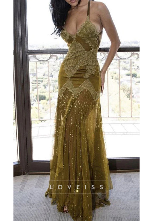 Sexy Mermaid Spaghetti Straps Lace Prom Dress Birthday Outfit