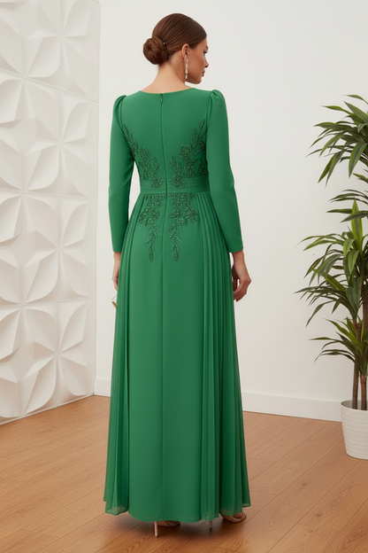 Square Long Sleeves Appliques Mother of Bride Dress