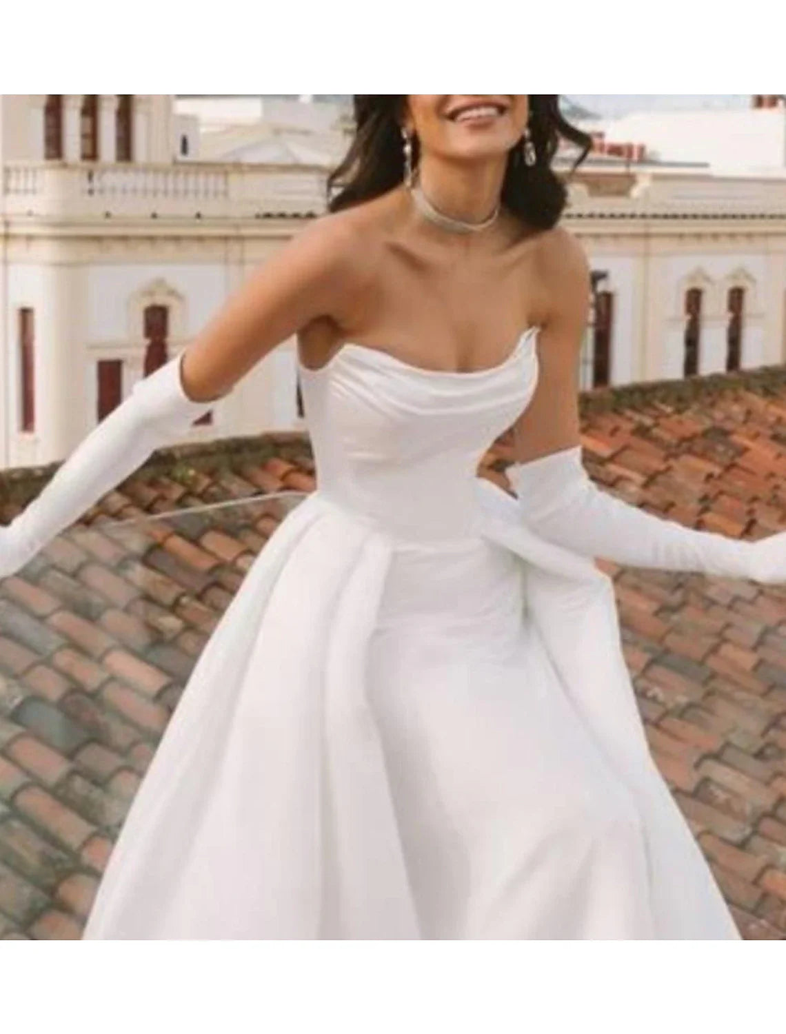 Bridal Shower Casual Wedding Dresses Sheath / Column Sweetheart Sleeveless Sweep / Brush Train Satin Bridal Gowns With Solid Color